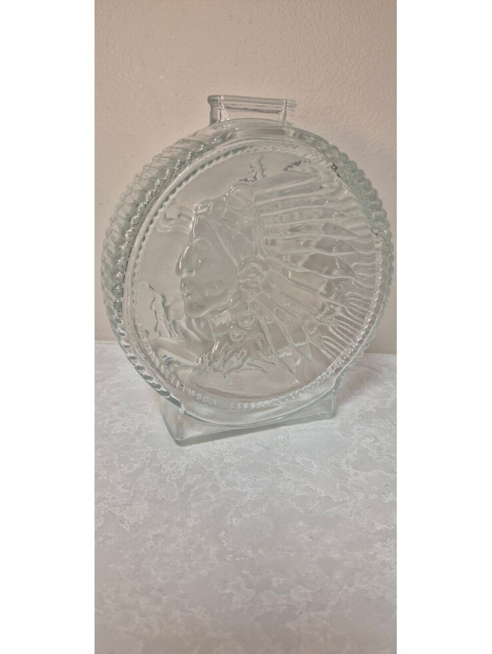 Vintage Anchor Hocking Glass Buffalo Nickel Coin Bank - 1970s